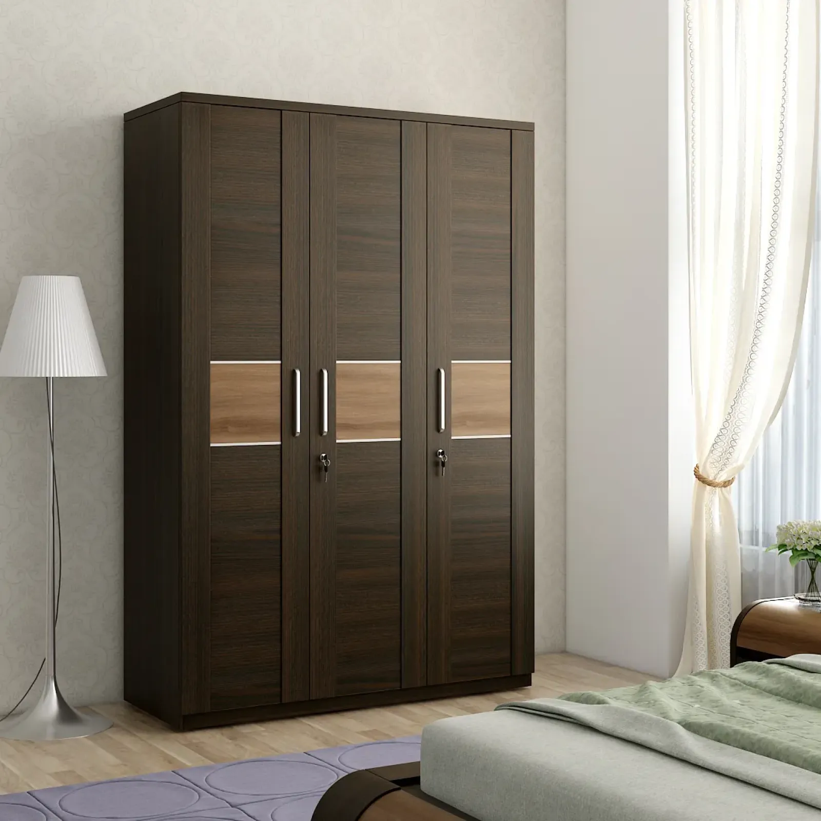 洋楽 Tre Virdure - same Amazon 3 Door Wardrobe - Natural Wenge Woodpore